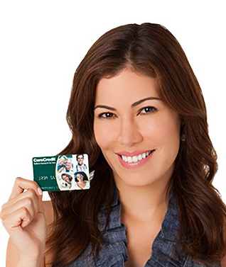 woman showing a card