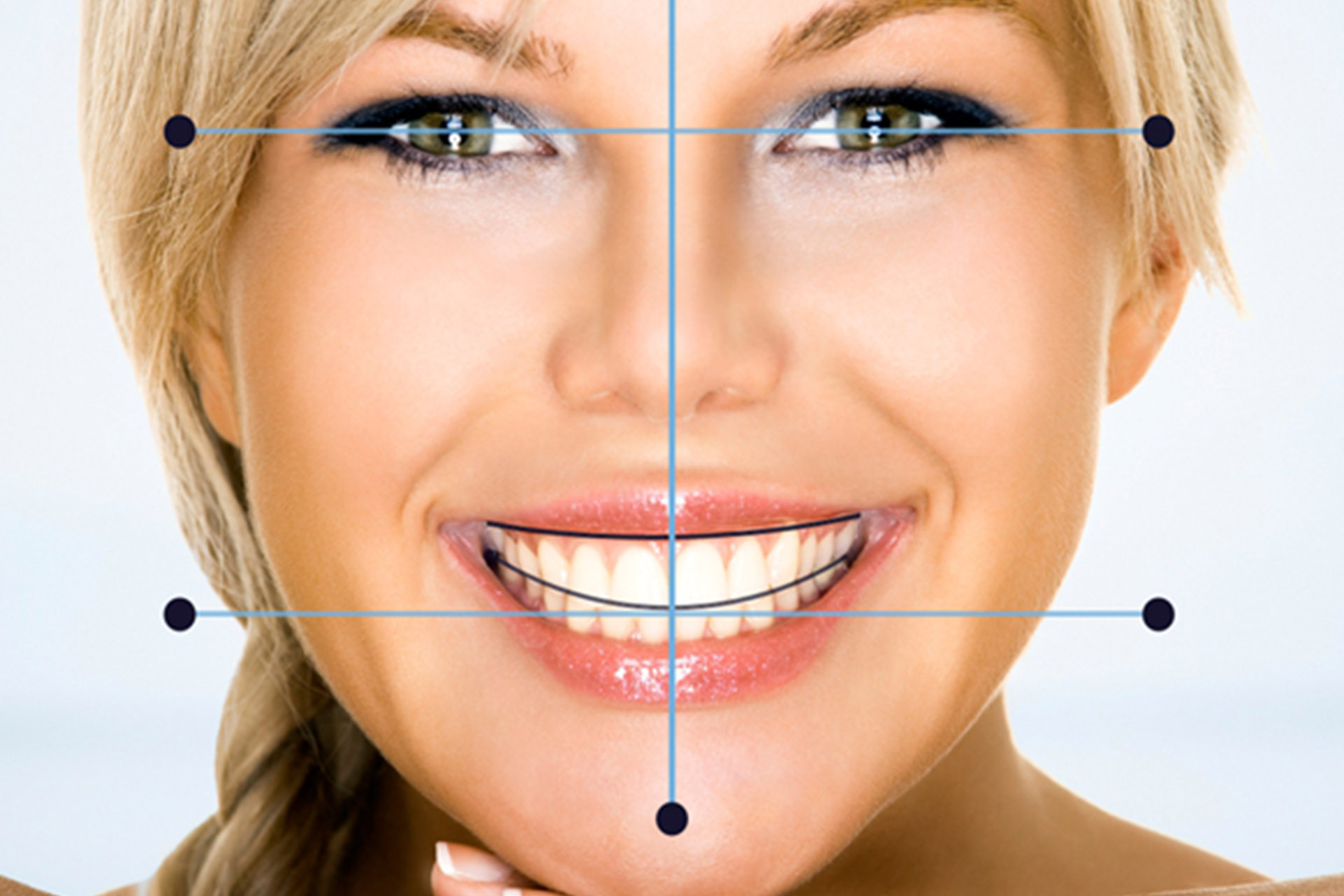 woman face digital partializing for cosmetic purposes