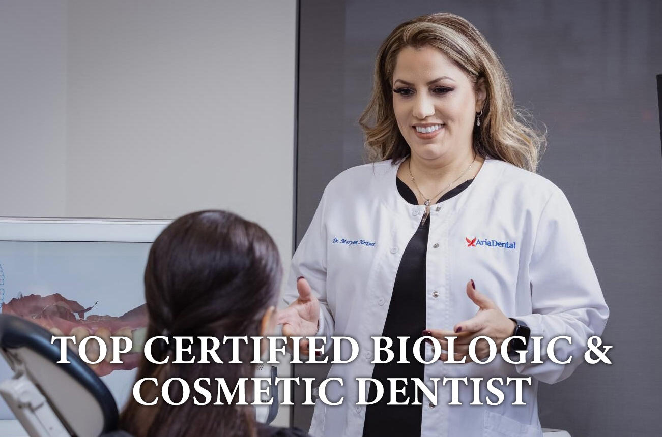 Dr. Maryam Horiyat in office as a Top Certified Biologic and Cosmetic Dentist is consulting with her patient