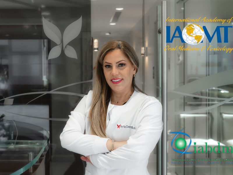 Ozone Therapy 1 Aria Dental - Dr. Maryam Horiyat in office and IAOMT logo on top right